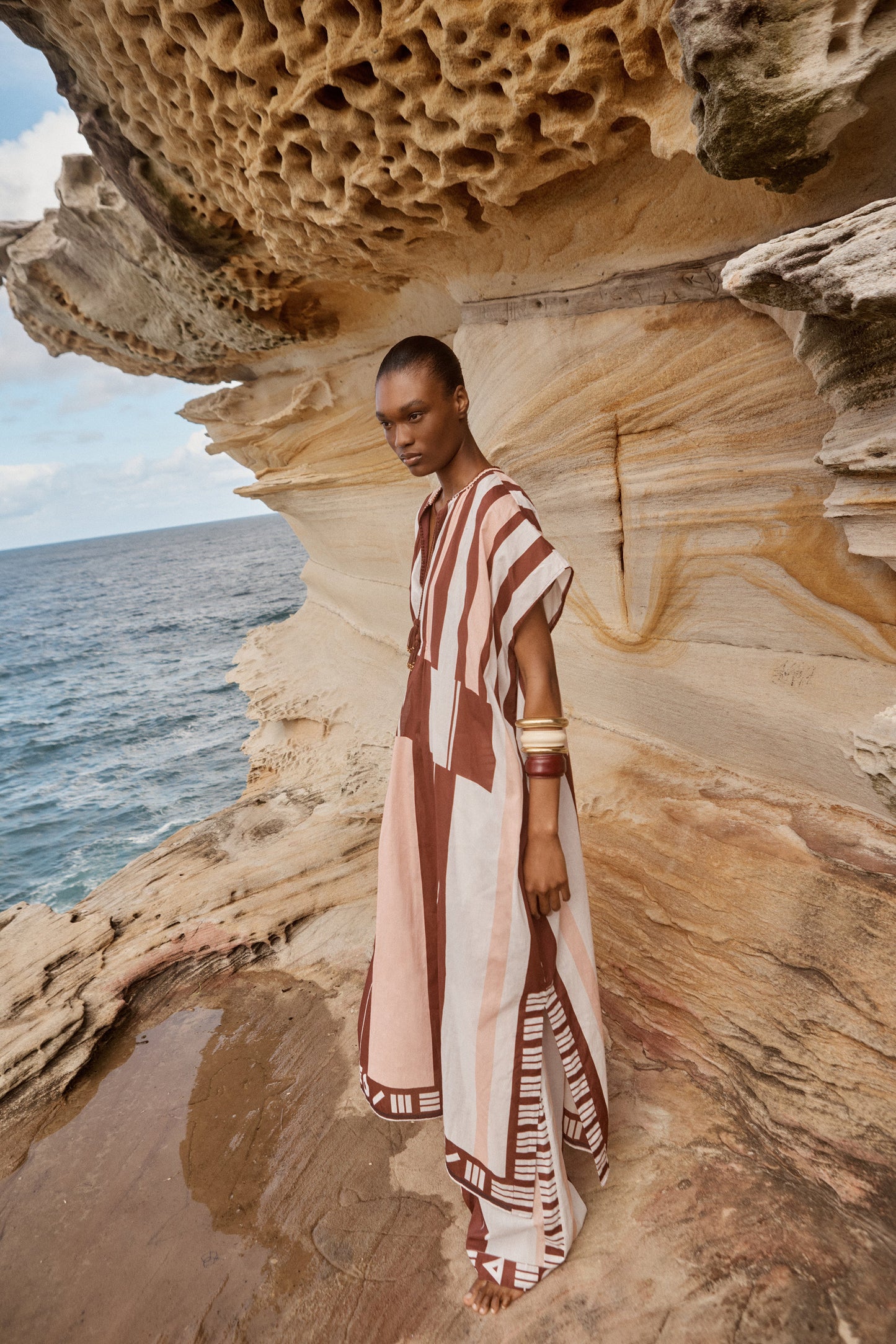 Ilio Nema Thaddeus Pink and Brown Sarong Caftan