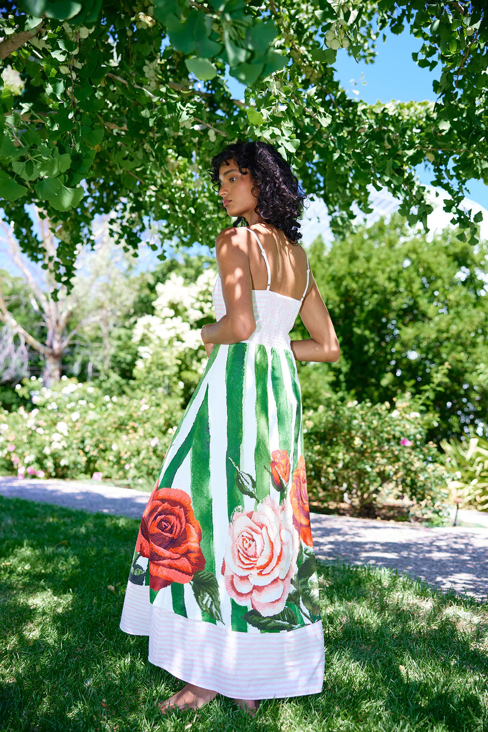 Aston Studio Molly Dress Leaf Rose Stripe