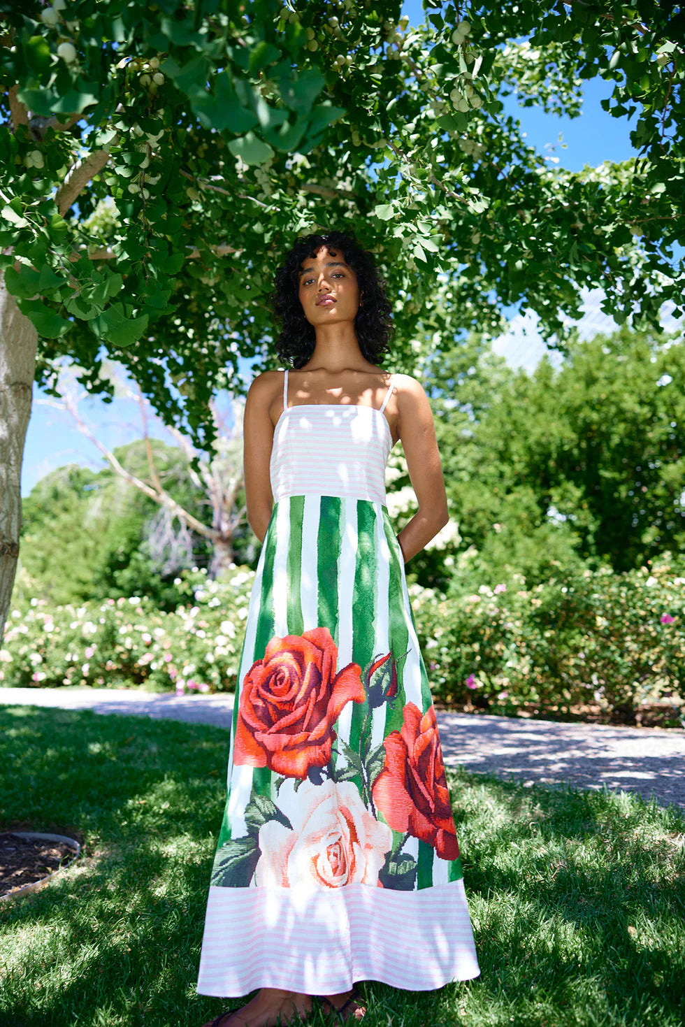 Aston Studio Molly Dress Leaf Rose Stripe