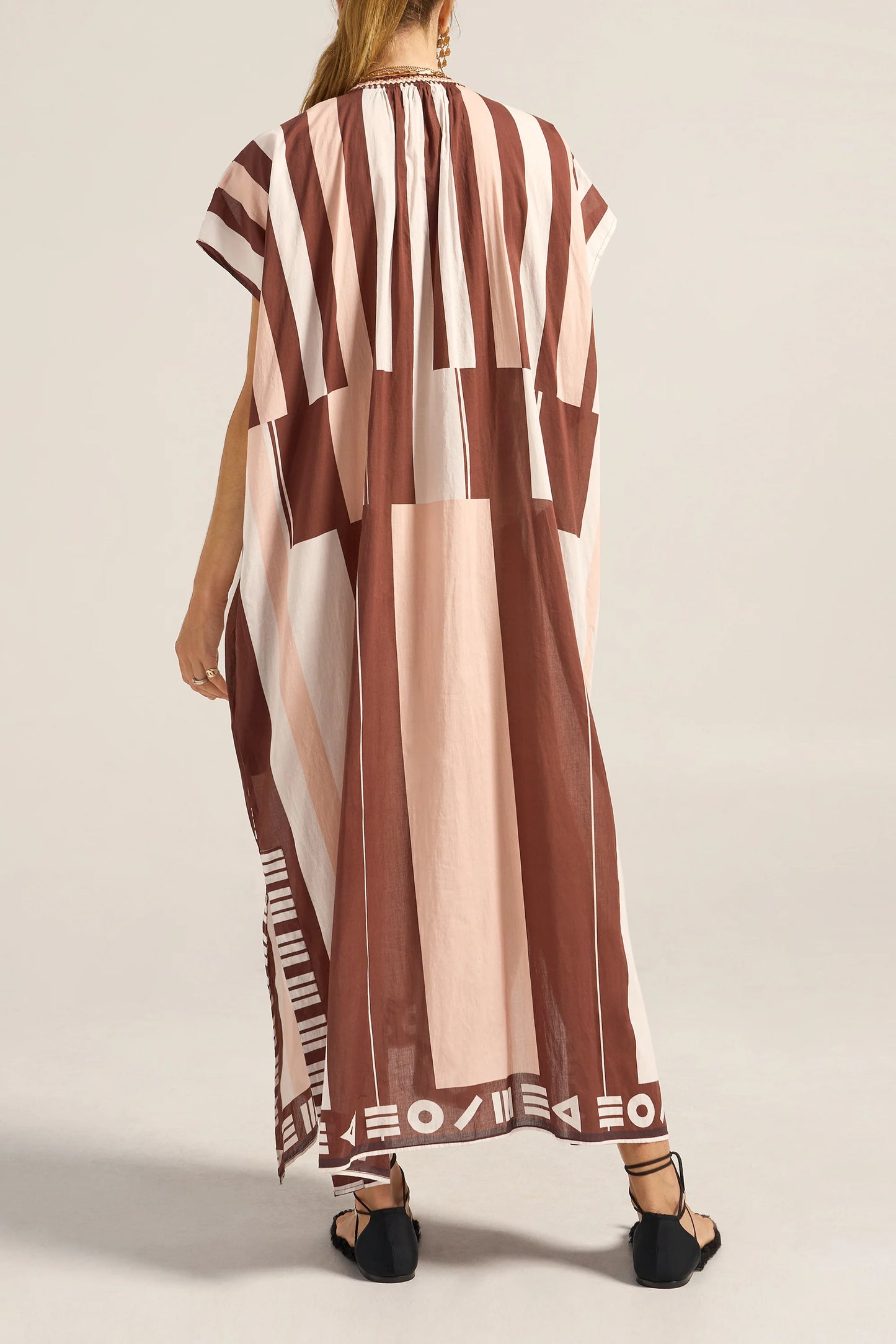 Ilio Nema Thaddeus Pink and Brown Sarong Caftan