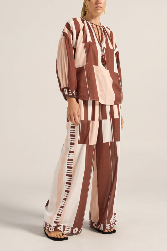 Ilio Nema Tyro Pink and Brown Sarong Blouse