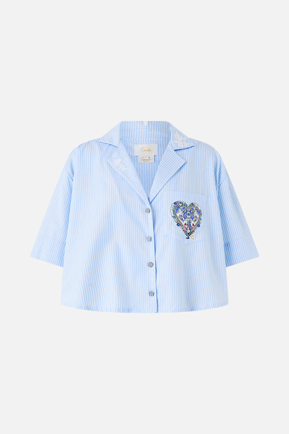 Camilla Ottoman Opulence Cropped Camp Collar Blouse