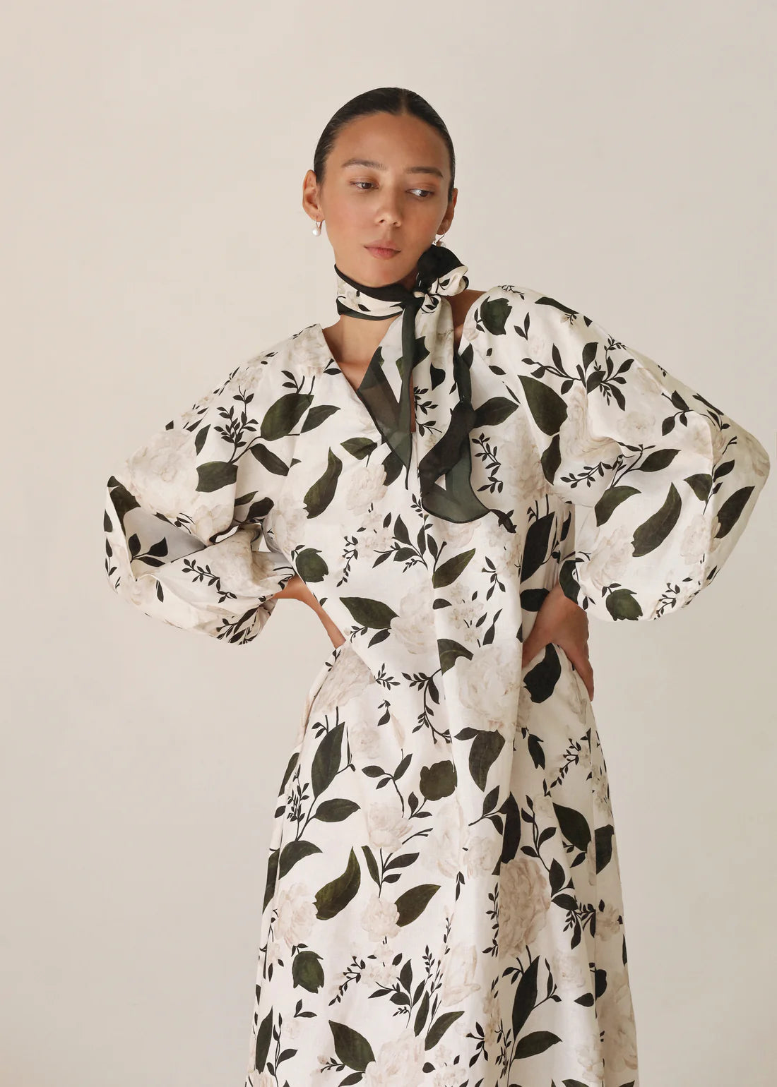 Morton Mac Delphina Dress in Verdant Rose